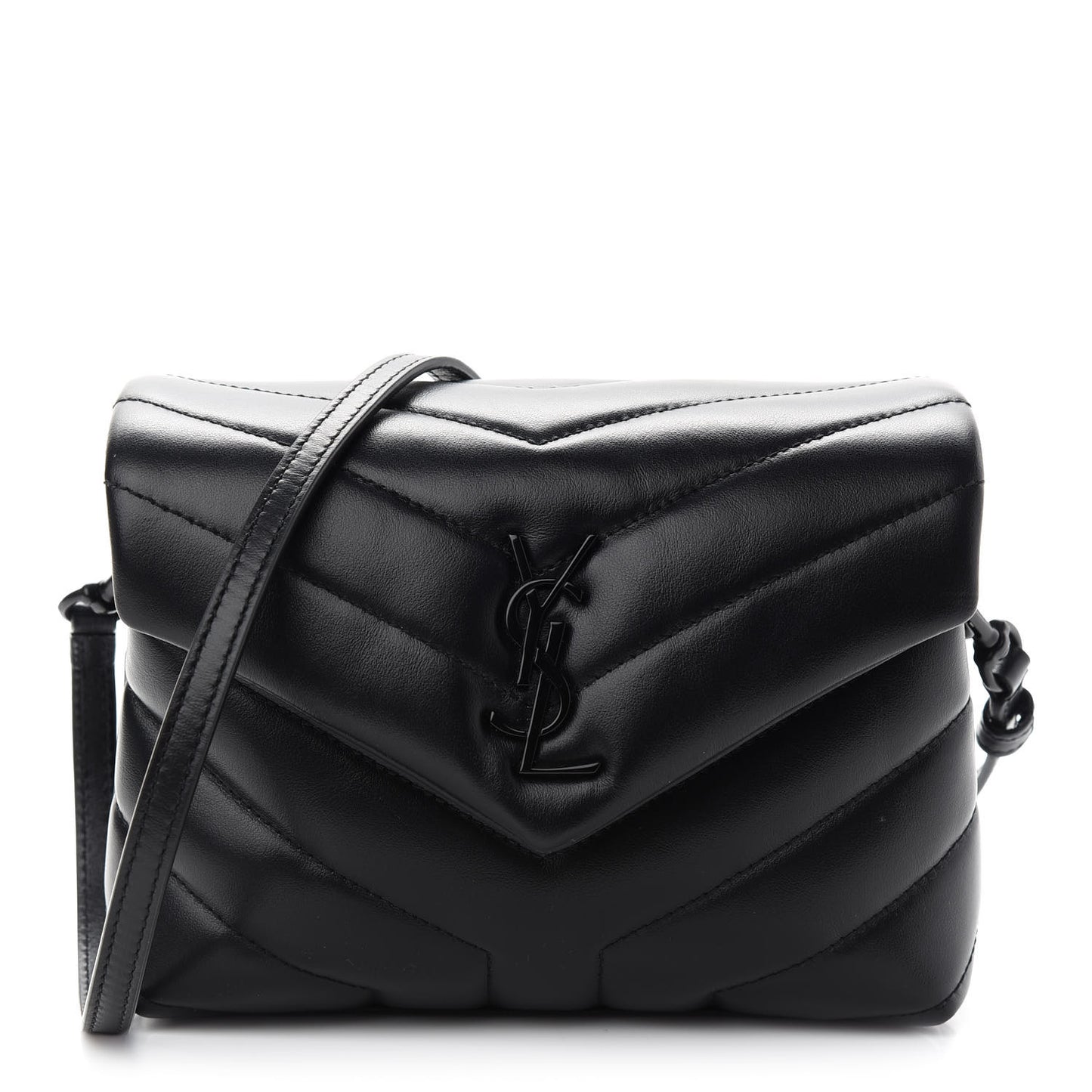 Calfskin Y Quilted Monogram Toy Loulou Crossbody Bag Black
