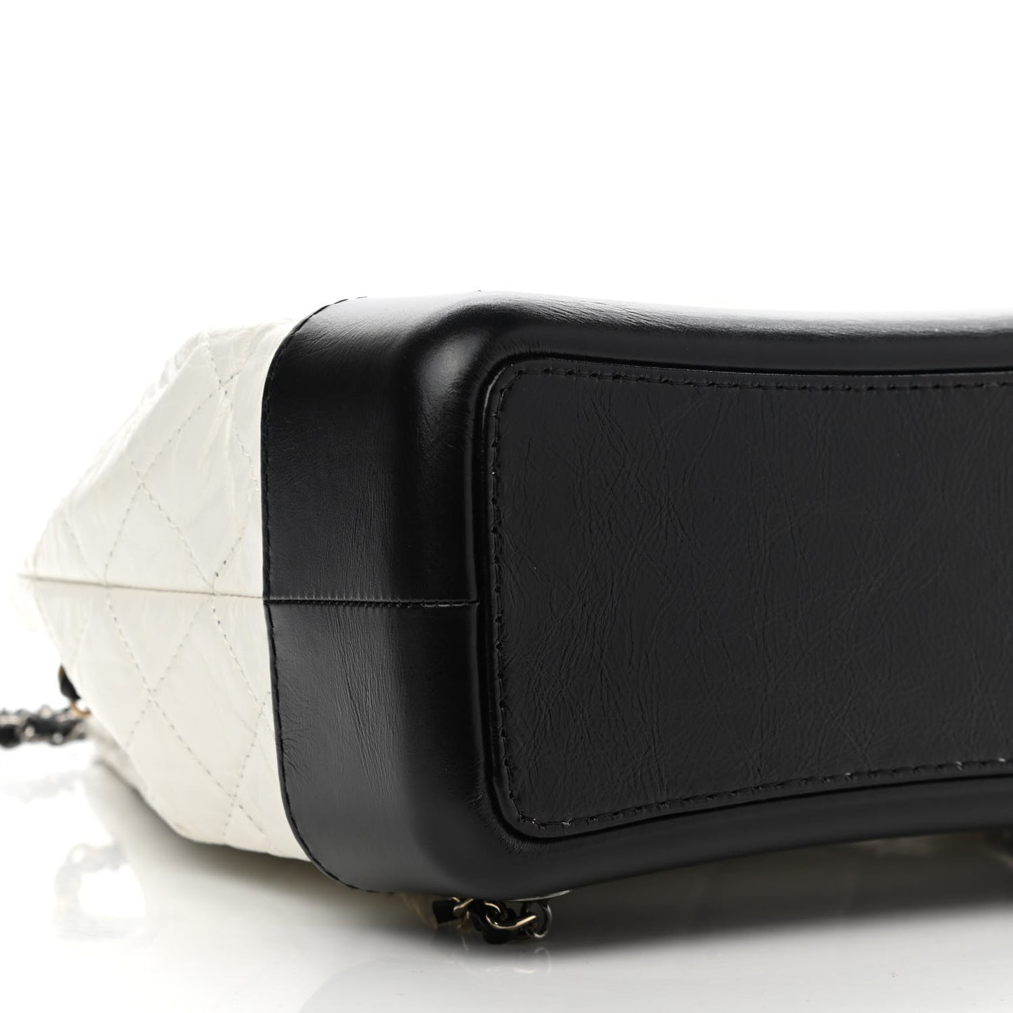 Aged Calfskin Quilted Gabrielle Backpack Black White