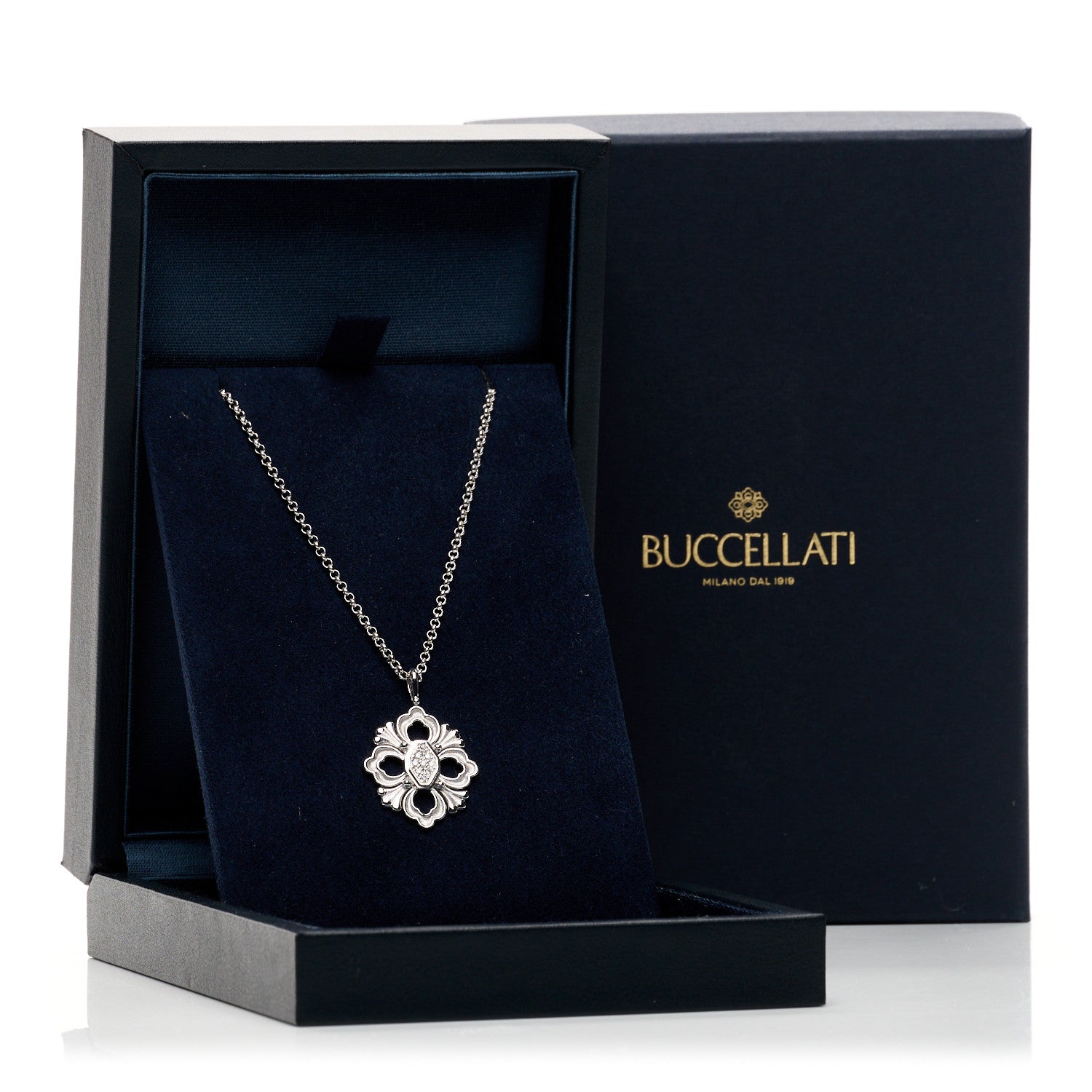 Buccellati 18K White Gold Diamond Opera Tulle Pendant Necklace 5 of 5