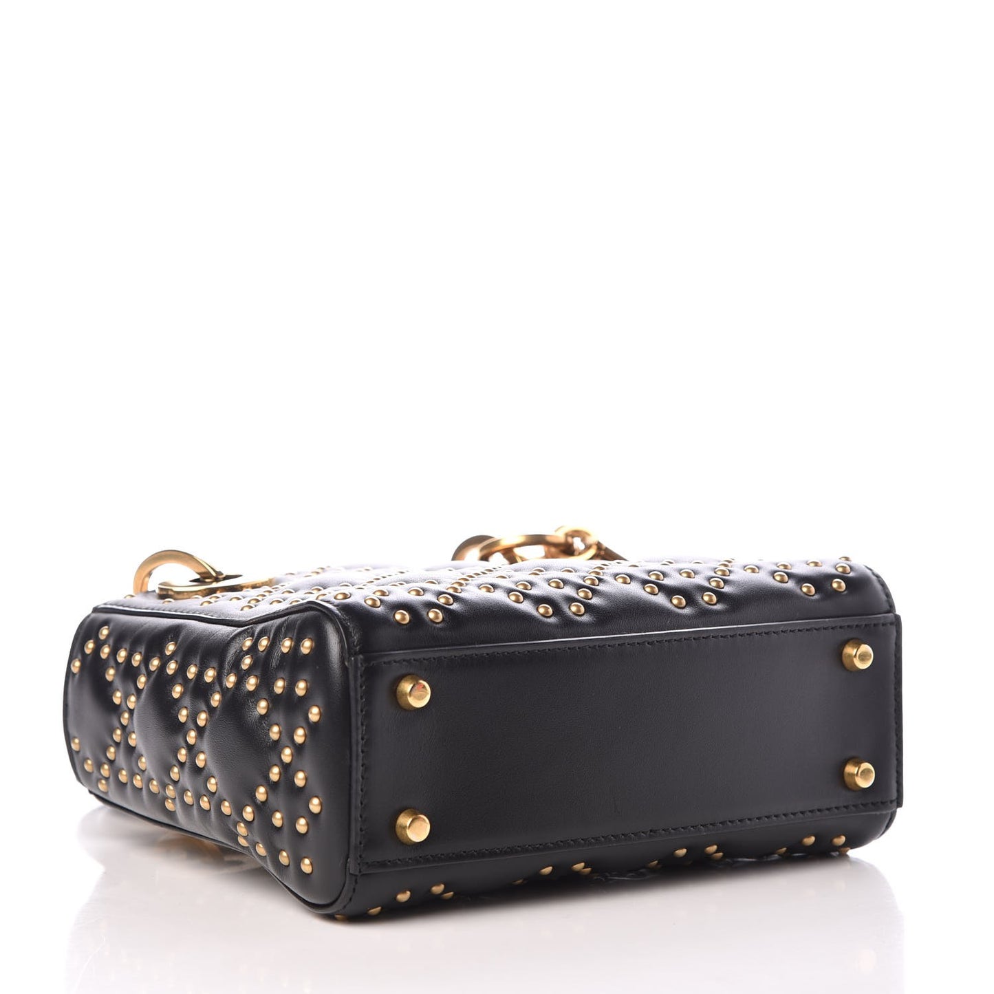 Lambskin Studded Mini Supple Lady Dior Black