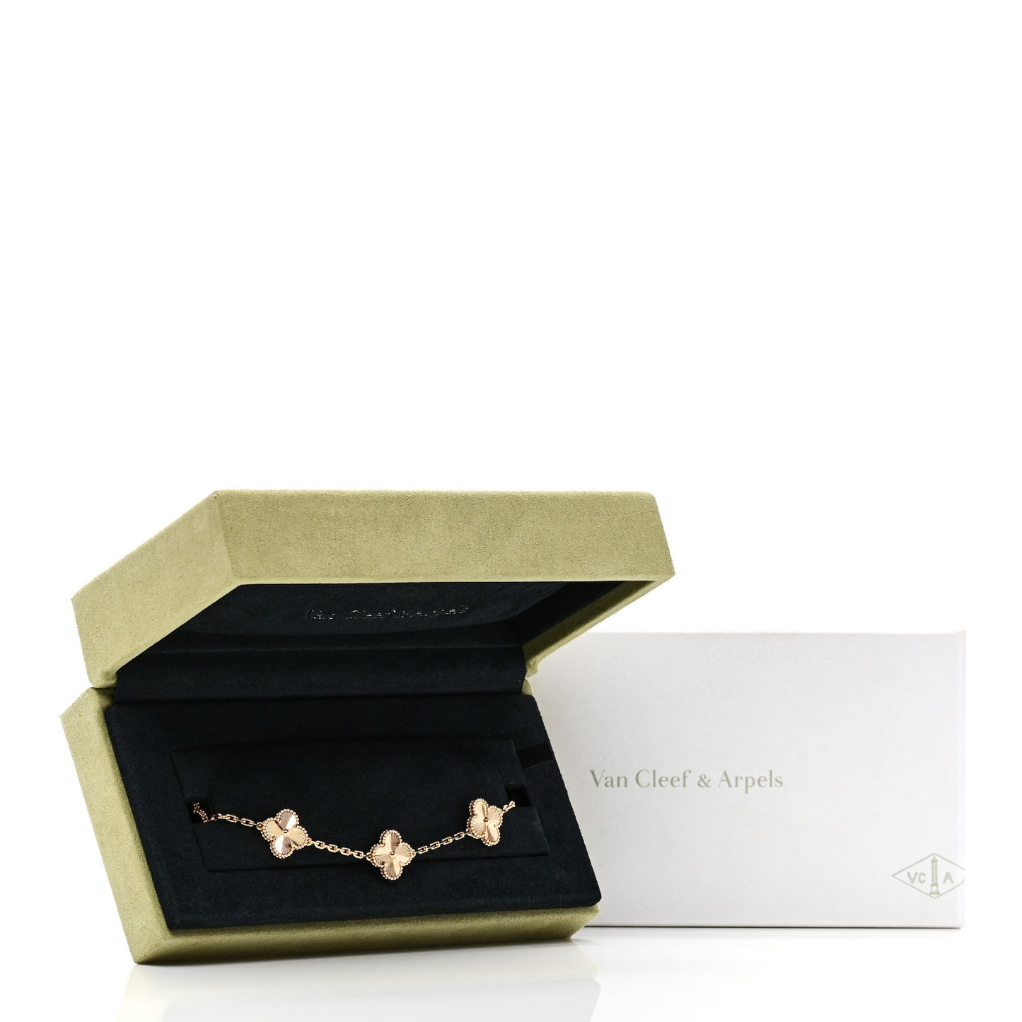 18K Yellow Gold 5 Motifs Guilloche Vintage Alhambra Bracelet