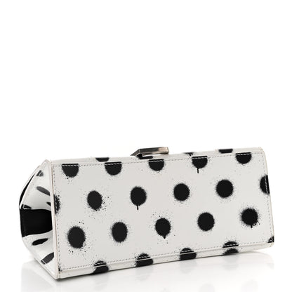 Balenciaga Smooth Calfskin Spray Polka Dot Small Hourglass Top Handle Bag White Black 4 of 12
