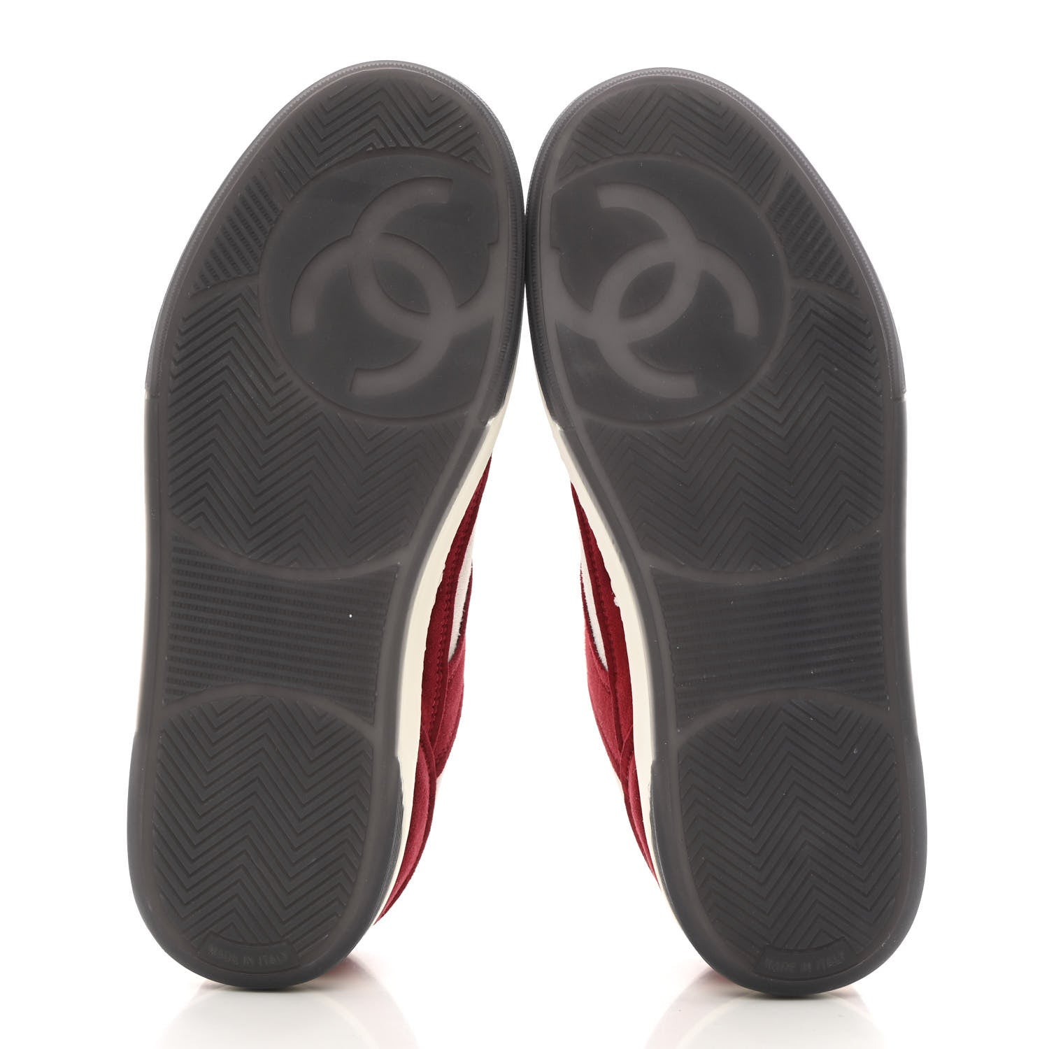 Chanel Suede Kidskin Womens CC Sneakers 36 Burgundy White 5 of 11