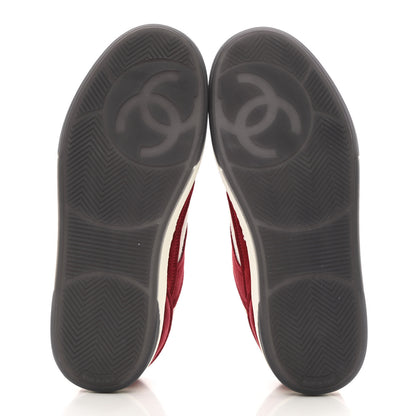 Chanel Suede Kidskin Womens CC Sneakers 36 Burgundy White 5 of 11