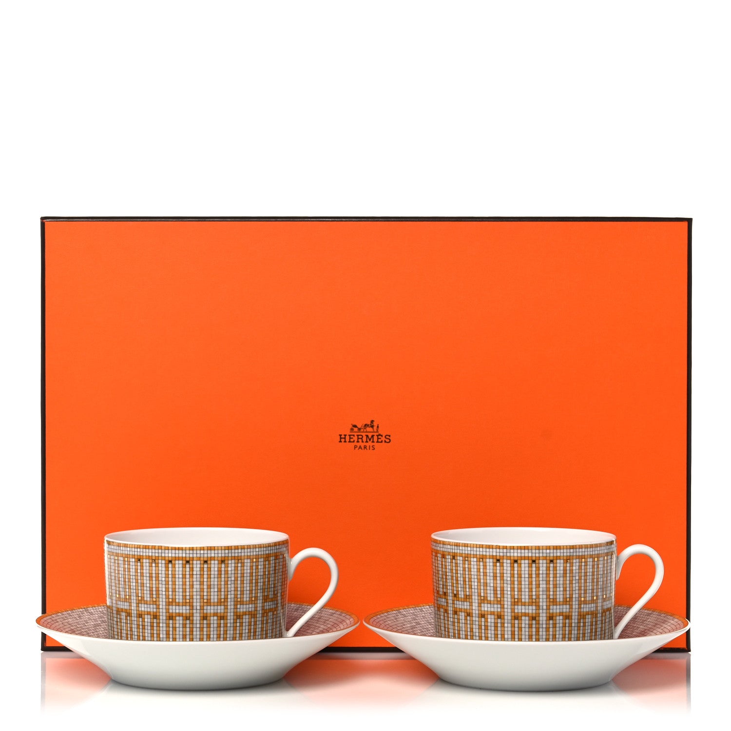 Hermes Porcelain Mosaique Au 24 Gold Breakfast Cup And Saucer Set Of 2 12 of 12