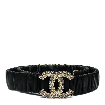 Chanel Calfskin Strass Ruched Rope CC Belt 75 30 Black 1 of 4