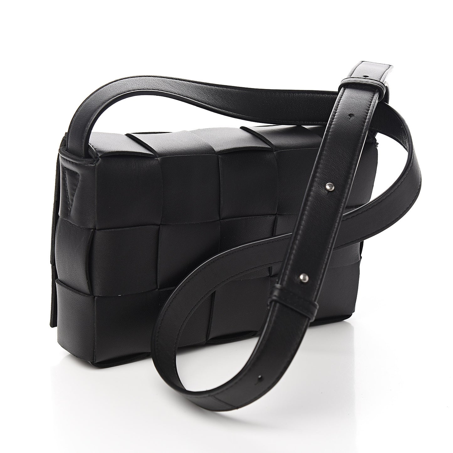 Lambskin Maxi Intrecciato Cassette Crossbody Bag Black