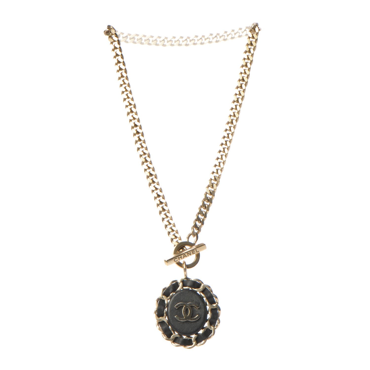 Chanel Lambskin CC Long Chain Necklace Black Gold 3 of 7