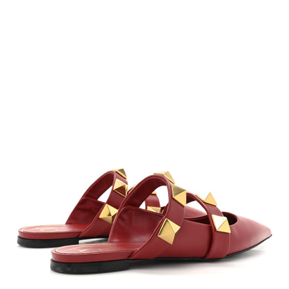 Valentino Garavani Calfskin Roman Stud Flat Mules 39.5 Red 5 of 11