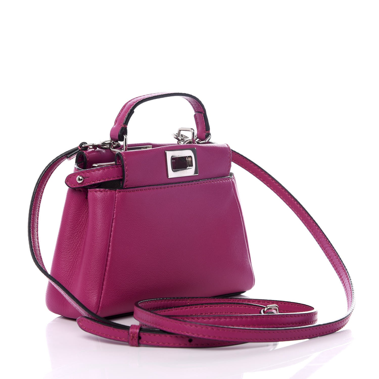 Fendi Nappa Micro Peekaboo Iconic Satchel Magenta 2 of 8