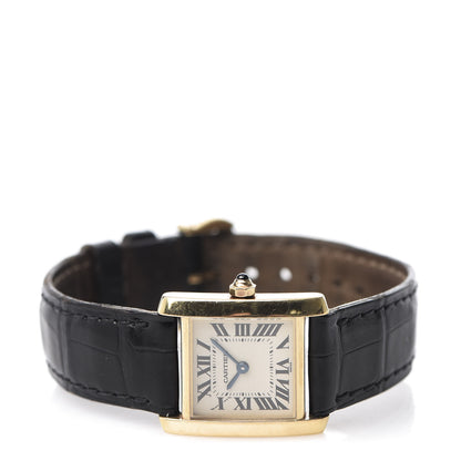 Cartier 18K Yellow Gold Alligator 20mm Tank Francaise Quartz Watch 3 of 11
