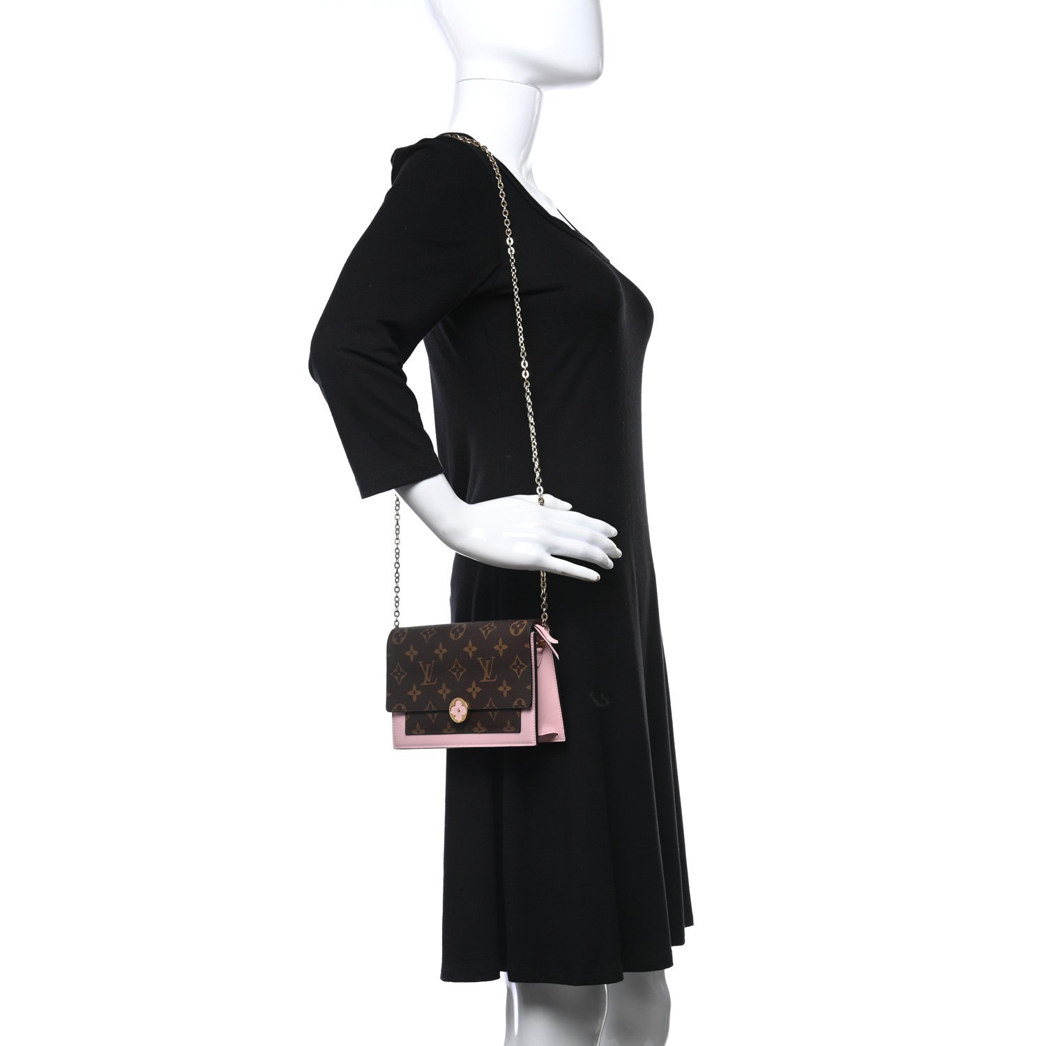 Louis Vuitton Monogram Flore Chain Wallet Rose Ballerine 2 of 9
