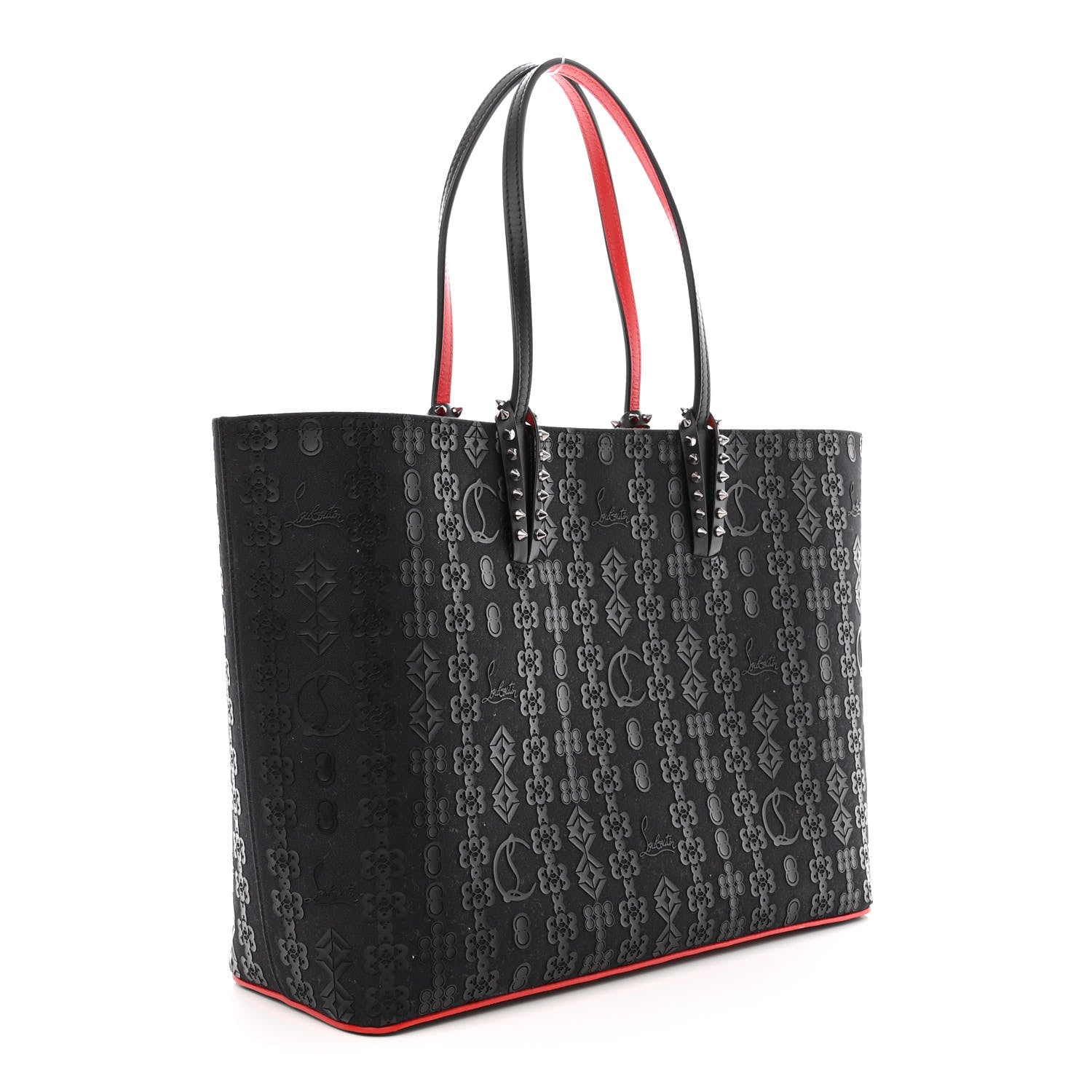 Christian Louboutin Calfskin Loubinetic Spikes East West Cabata Tote Black 4 of 13