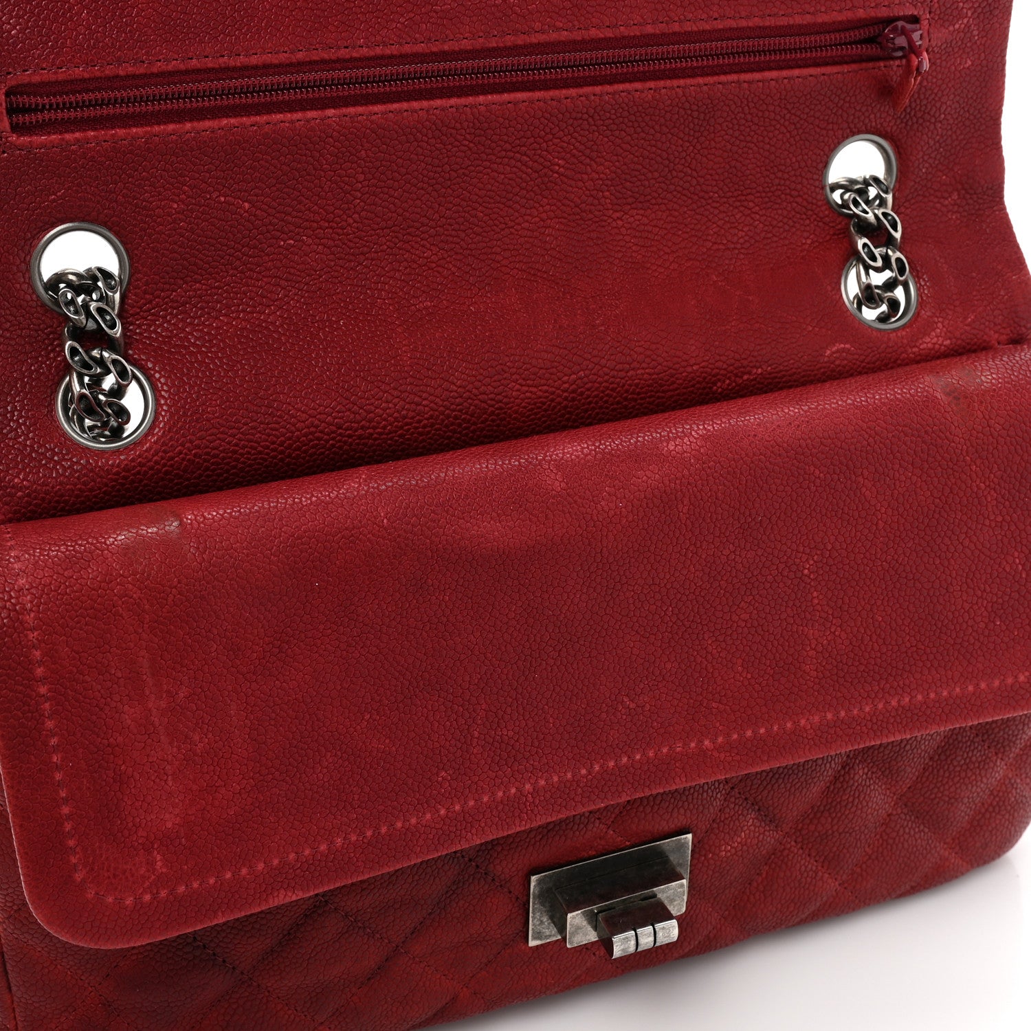 Chanel Washed Caviar Quilted 2.55 Reissue 225 Bijoux Chain Flap Red 15 of 19