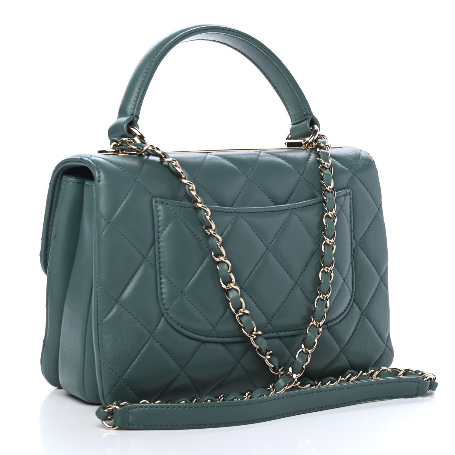 Chanel Lambskin Quilted Small Trendy CC Flap Dual Handle Bag Green 2 of 4