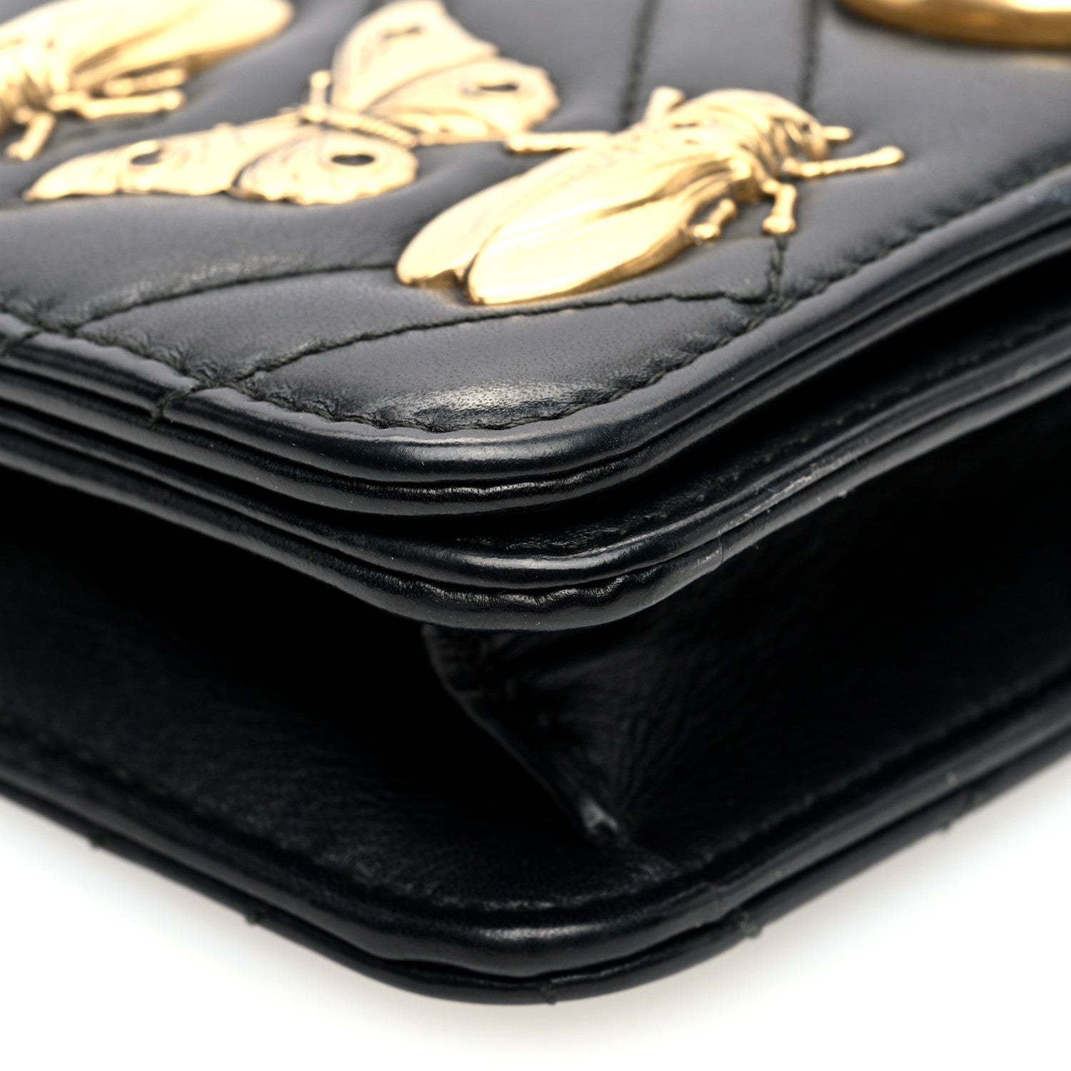Gucci Calfskin Matelasse Mini Animal Studs GG Marmont Bag Black 8 of 9