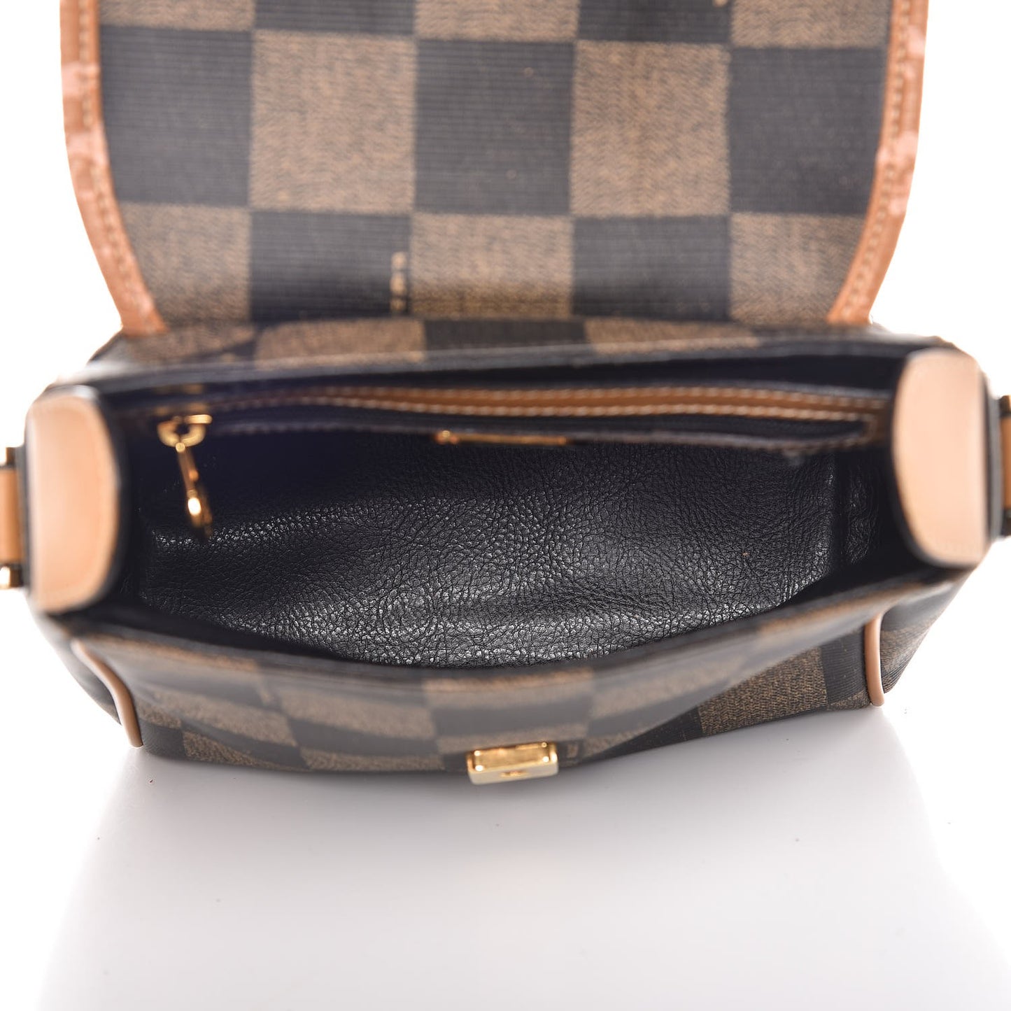 Coated Canvas Checkered Crossbody Bag Tobacco Tan