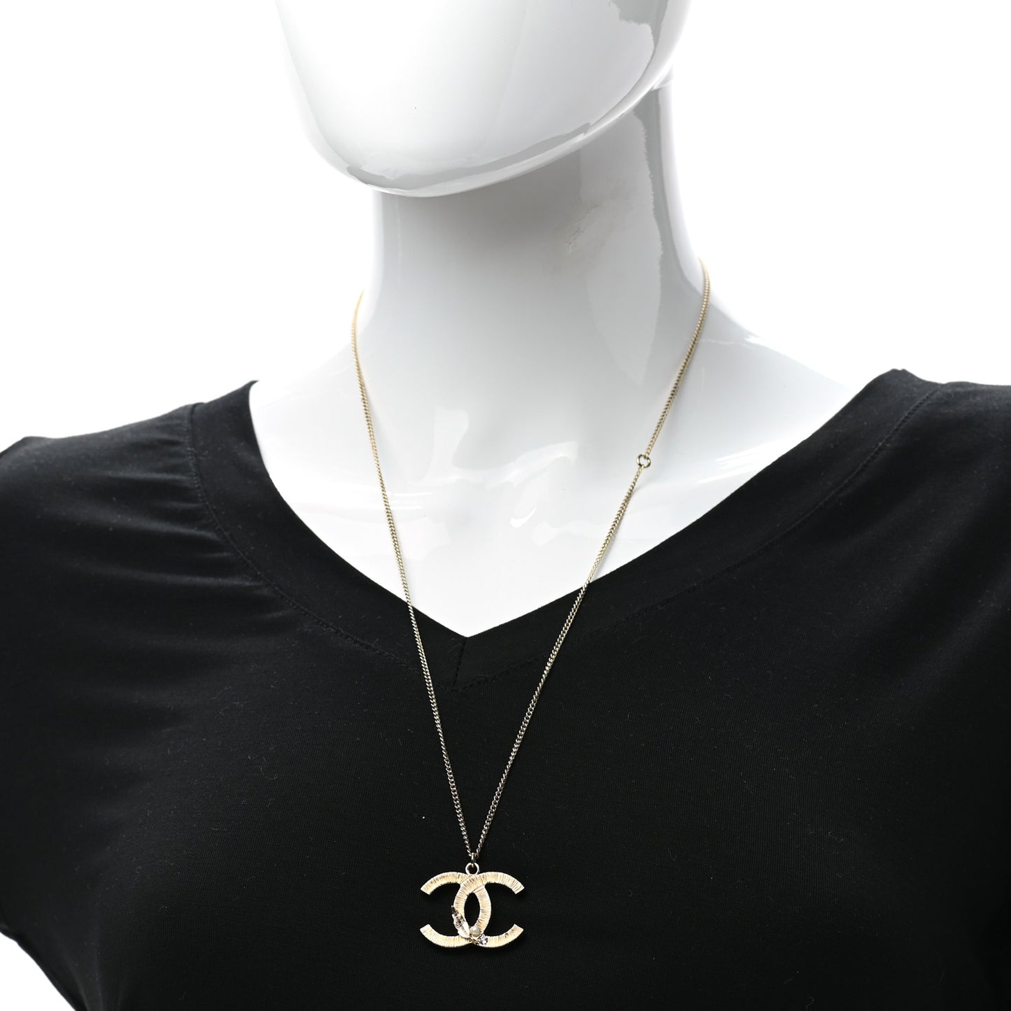 Pearl Crystal Leaf CC Necklace Gold