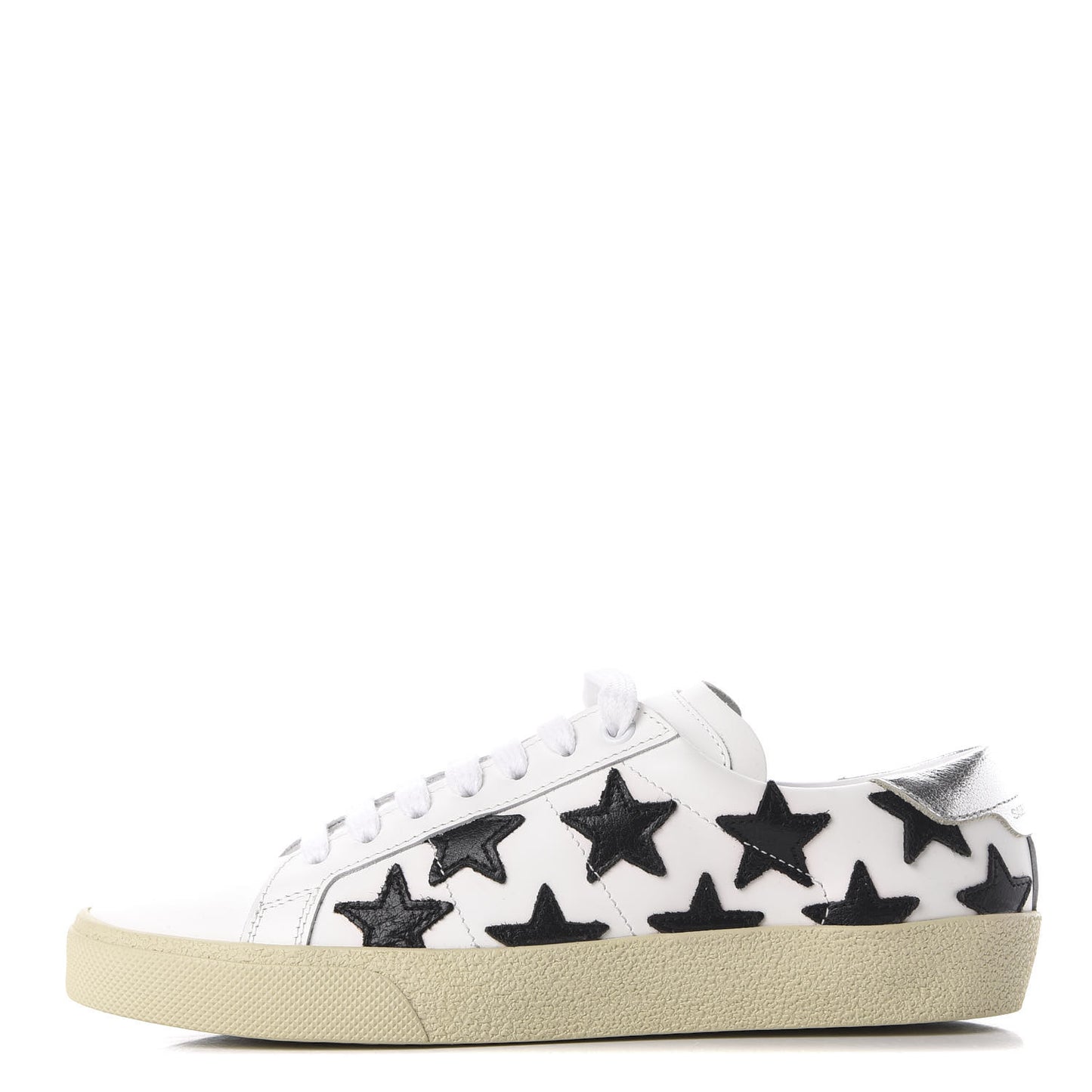 Calfskin Star Court Sneakers 36 White Black