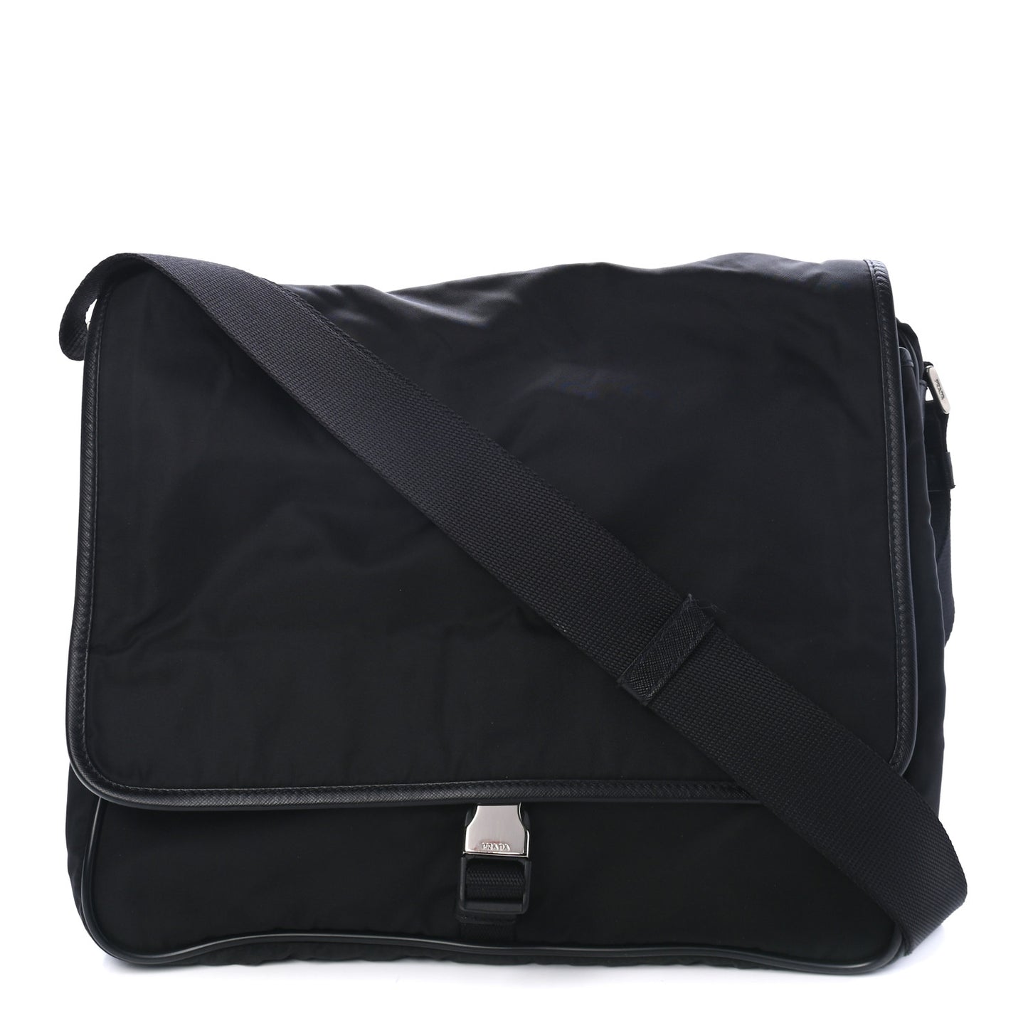 Tessuto Nylon Saffiano Logo Messenger Bag Black