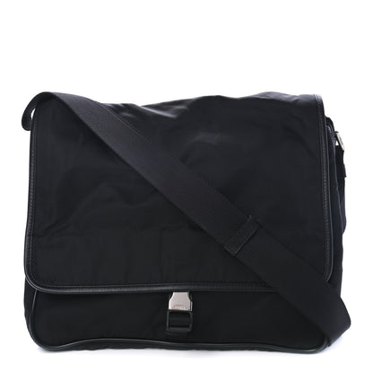 Prada Tessuto Nylon Saffiano Logo Messenger Bag Black 1 of 4