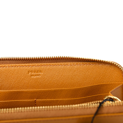 Prada Saffiano Metal Zip Around Wallet Ocra 6 of 6