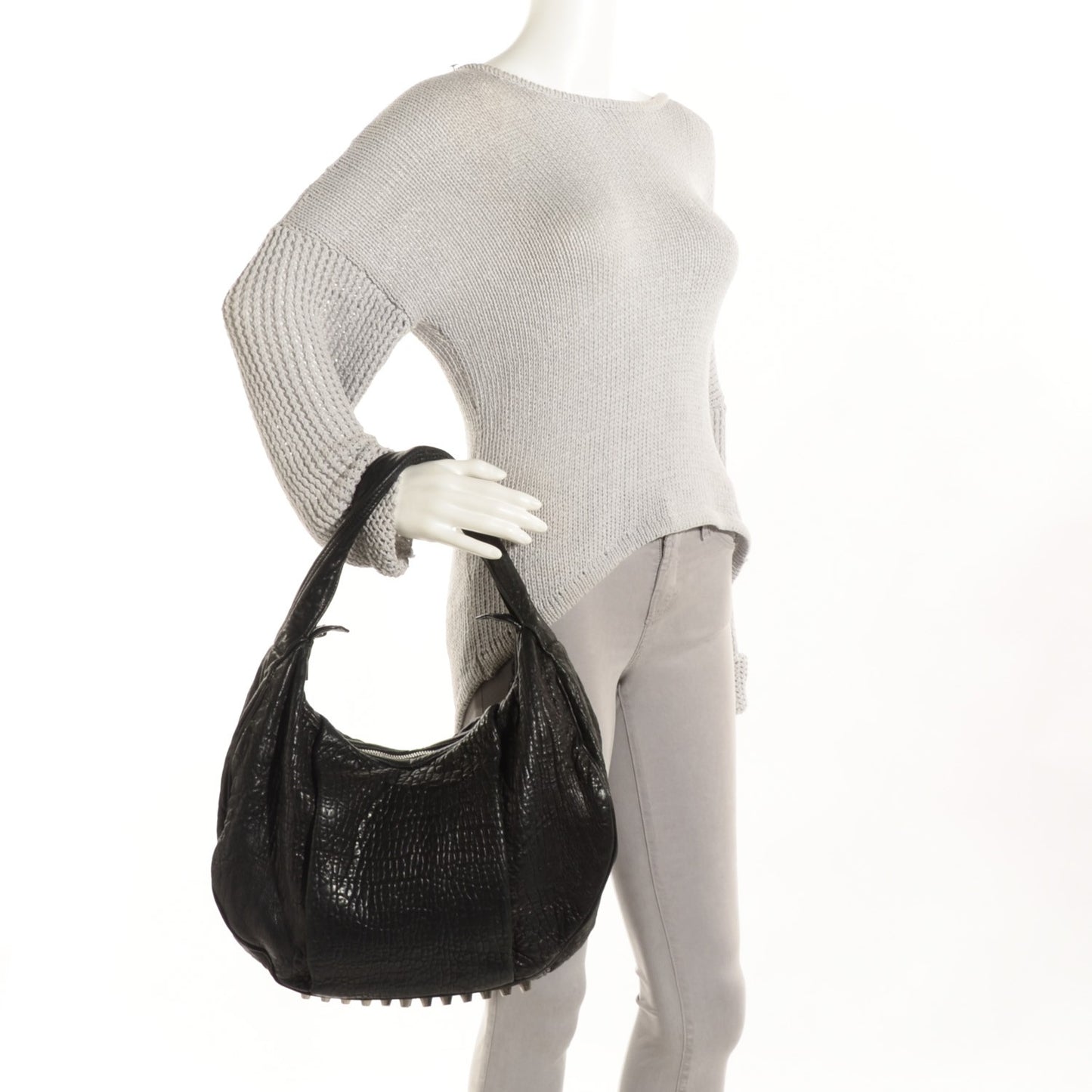 Pebbled Lambskin Morgan Hobo Black Silver Hardware