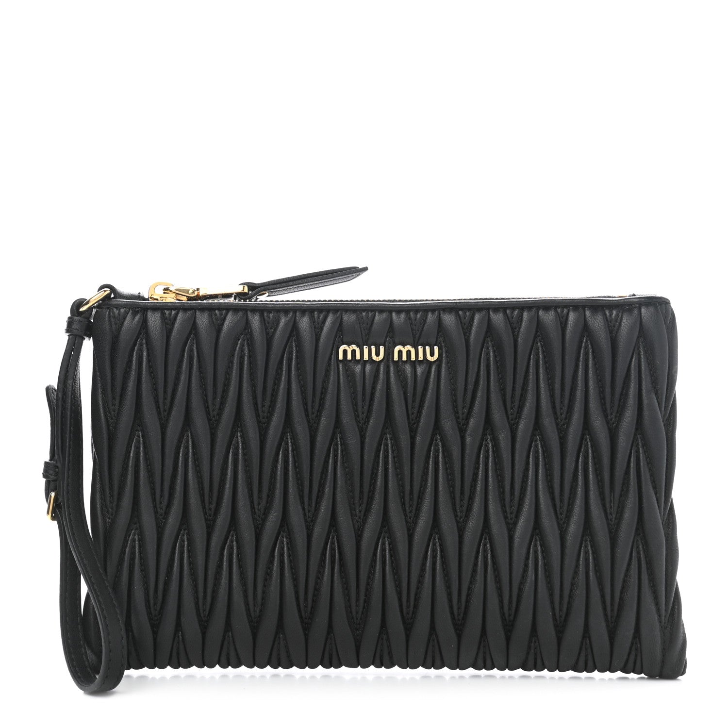 Miu Miu Nappa Matelasse Lux Wristlet Black 1 of 9
