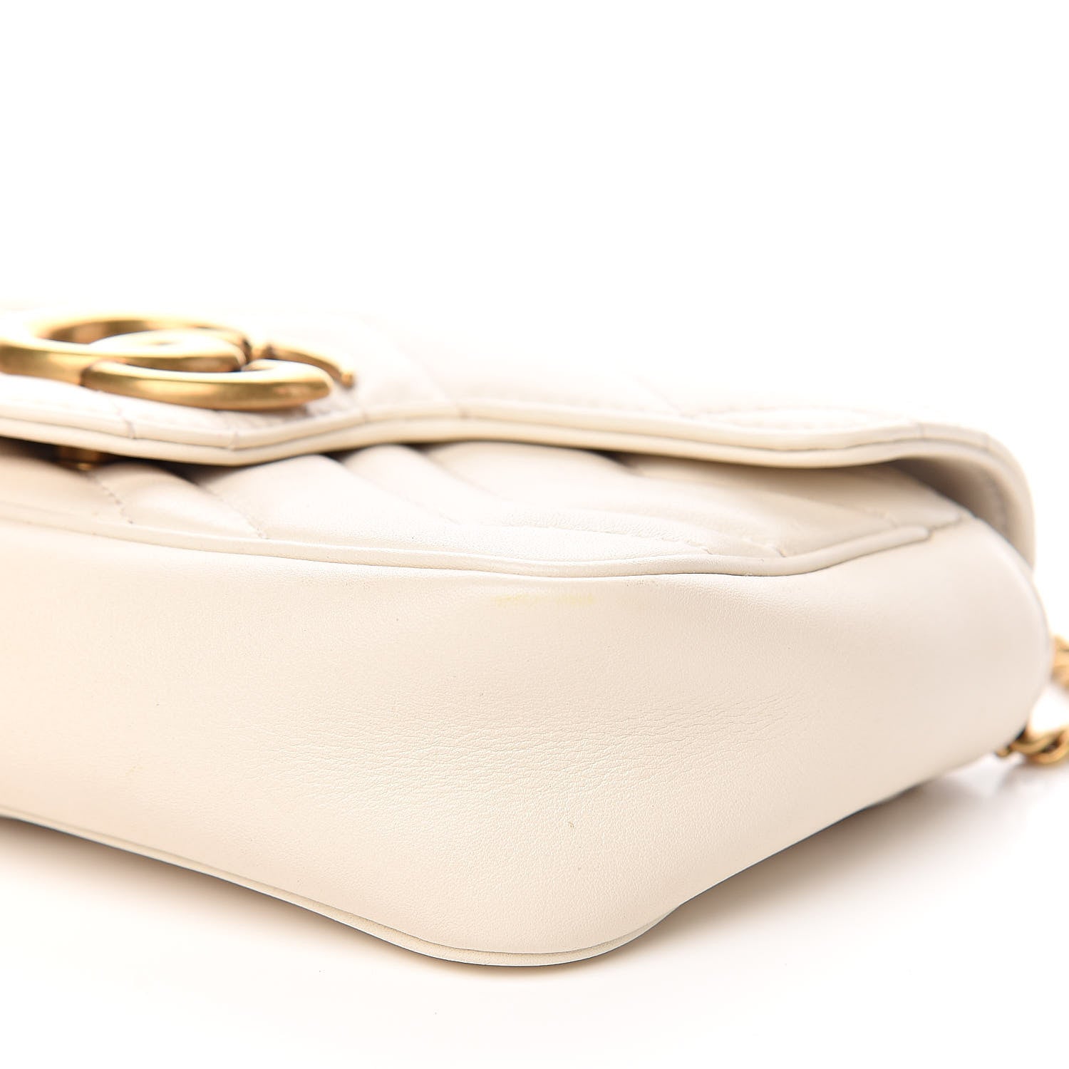Gucci Calfskin Matelasse Super Mini GG Marmont Shoulder Bag White 9 of 10