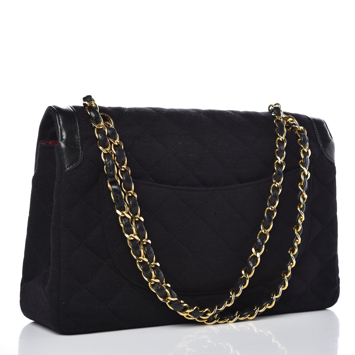 Chanel Lambskin Jersey Quilted Medium Double Flap Black 3 of 13