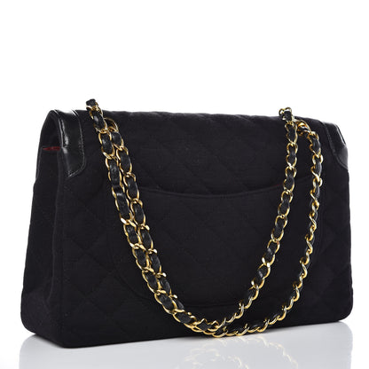 Chanel Lambskin Jersey Quilted Medium Double Flap Black 3 of 13