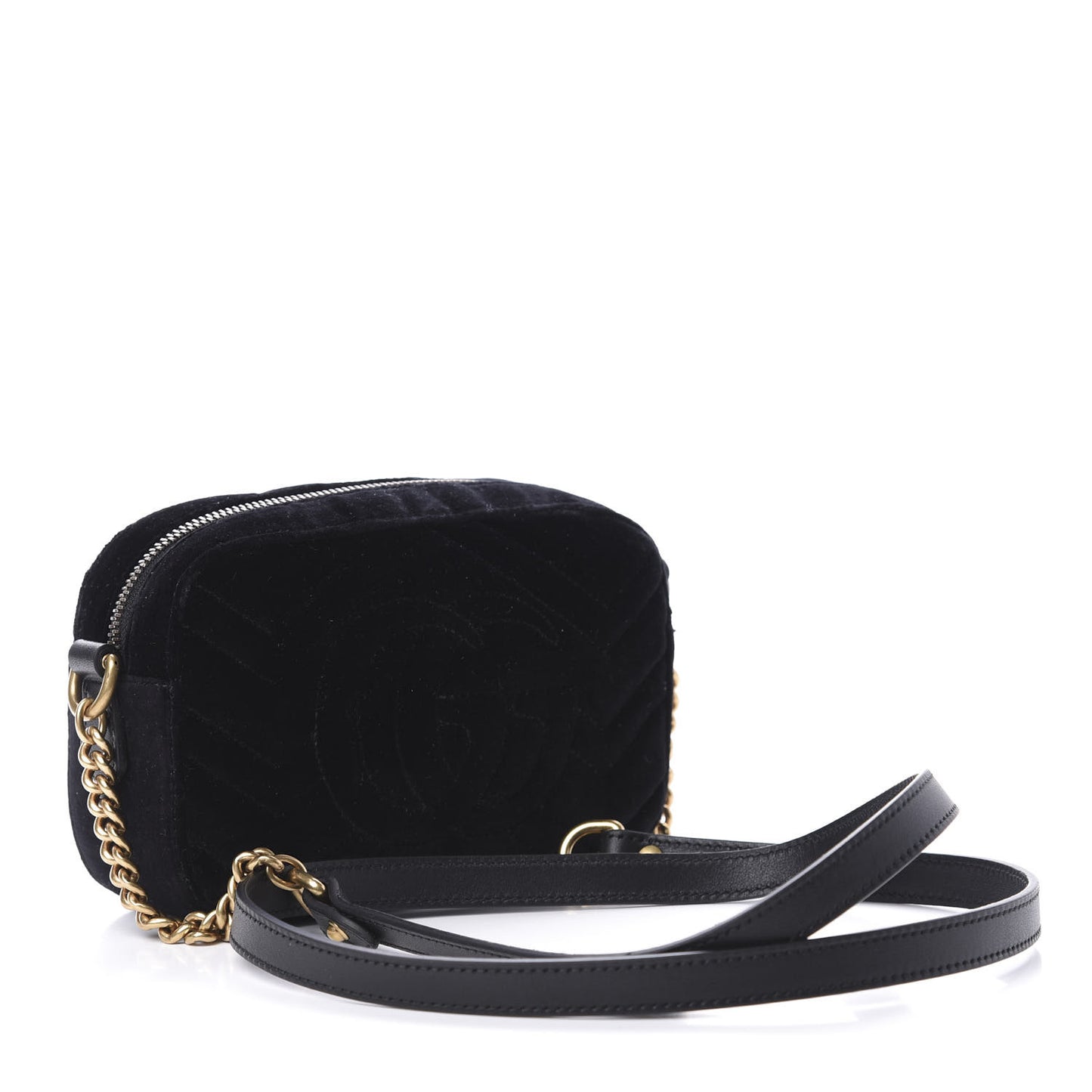 Velvet Matelasse Marquise Crystals Mini GG Marmont Chain Shoulder Bag Black