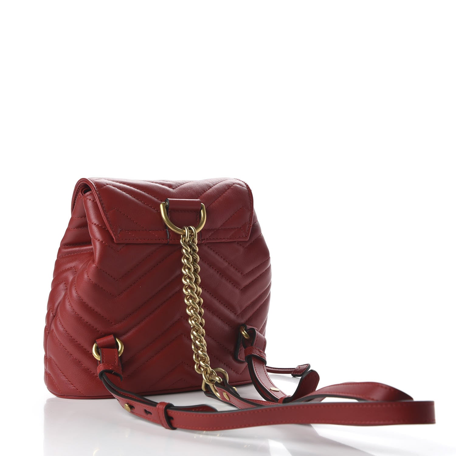 Gucci Calfskin Matelasse GG Marmont Flap Backpack Hibiscus Red 2 of 9