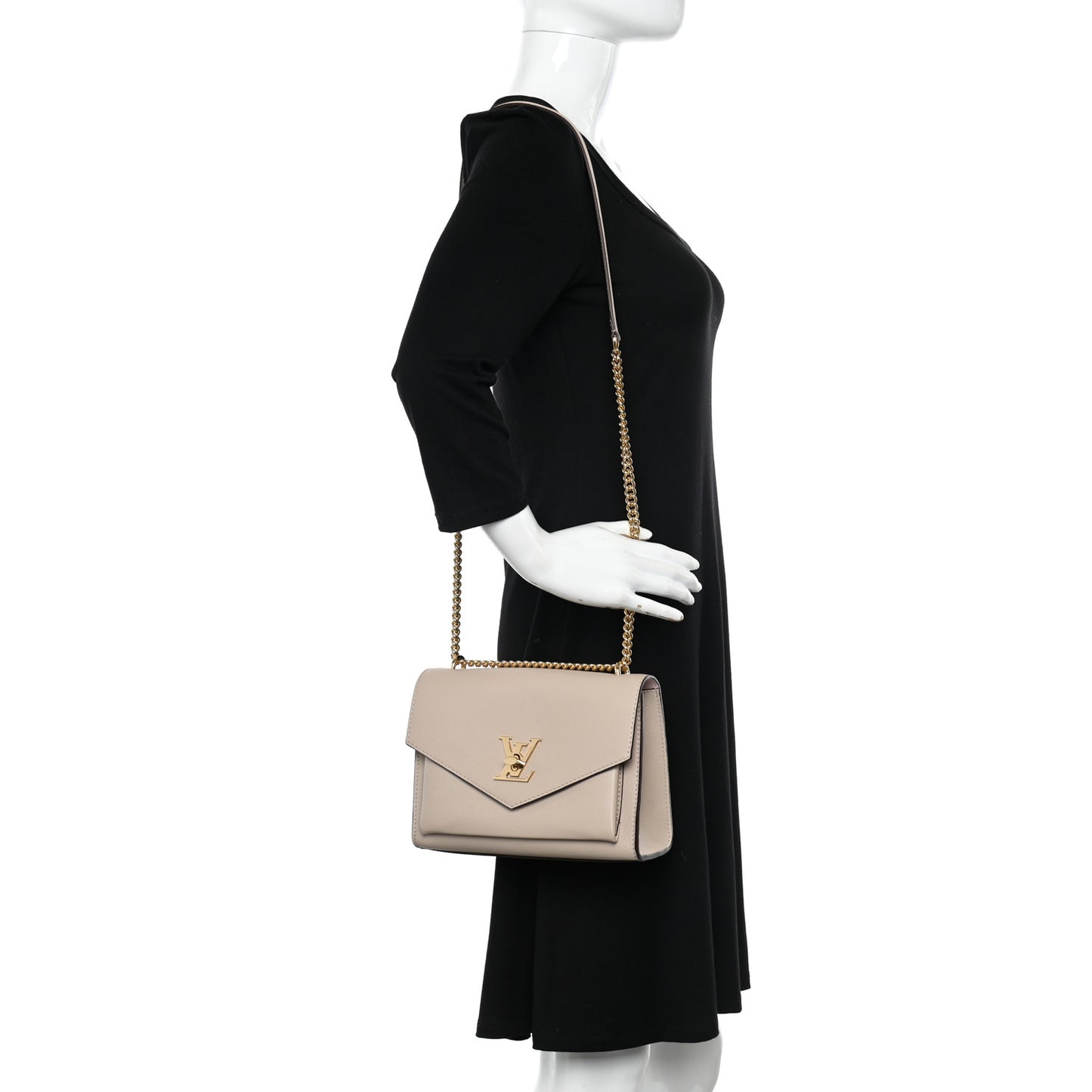 Soft Calfskin Mylockme Chain Bag BB Greige