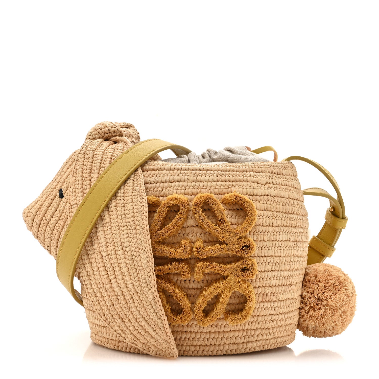 Loewe Raffia Calfskin Bunny Basket Bucket Bag Natural 1 of 11