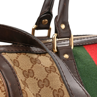 Gucci Monogram Selleria Calfskin Vintage Web Medium Boston Beige Ebony Cocoa 14 of 21