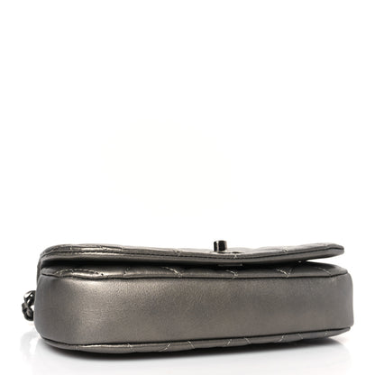 Chanel Metallic Calfskin Quilted Flap Clutch With Chain Ruthenium 4 of 11