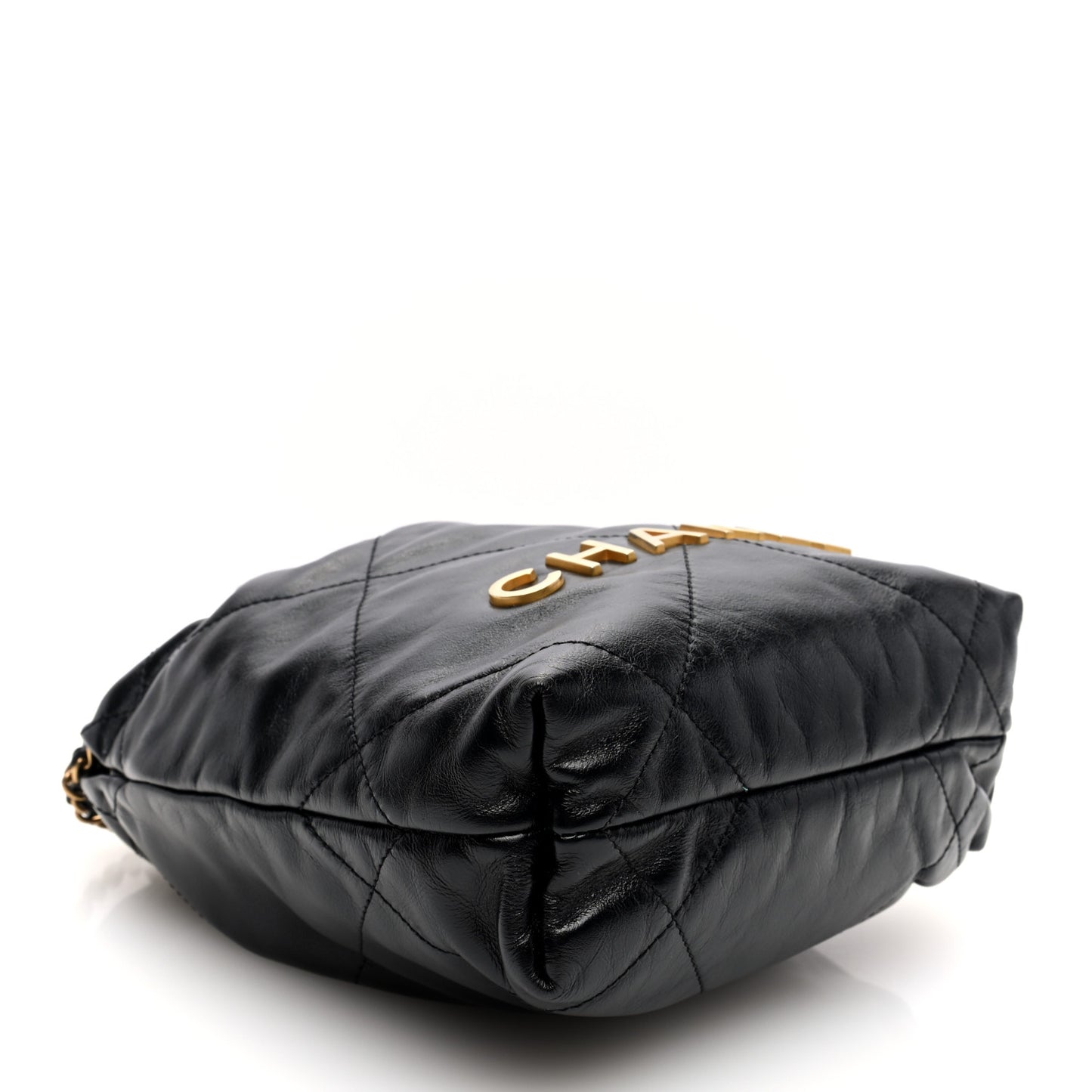 Shiny Calfskin Quilted Mini Chanel 22 Black