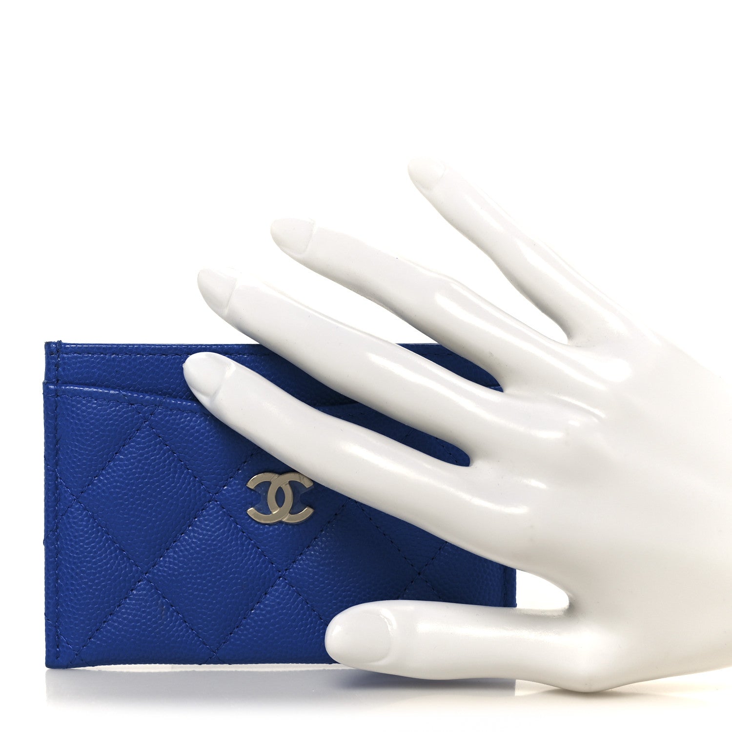 Chanel Caviar Quilted Card Holder Blue 2 of 9