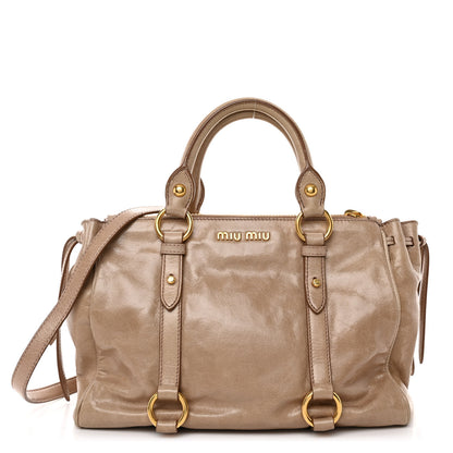 Miu Miu Vitello Shine Double Zip Tote Cammeo 1 of 9