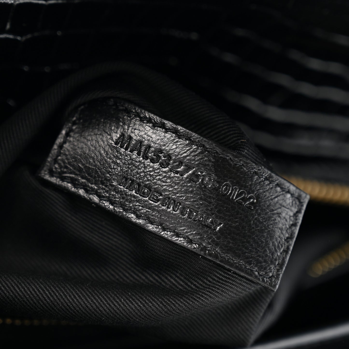 Calfskin Crocodile Embossed Monogram Cassandra Clasp Bag Black Rouge Legion