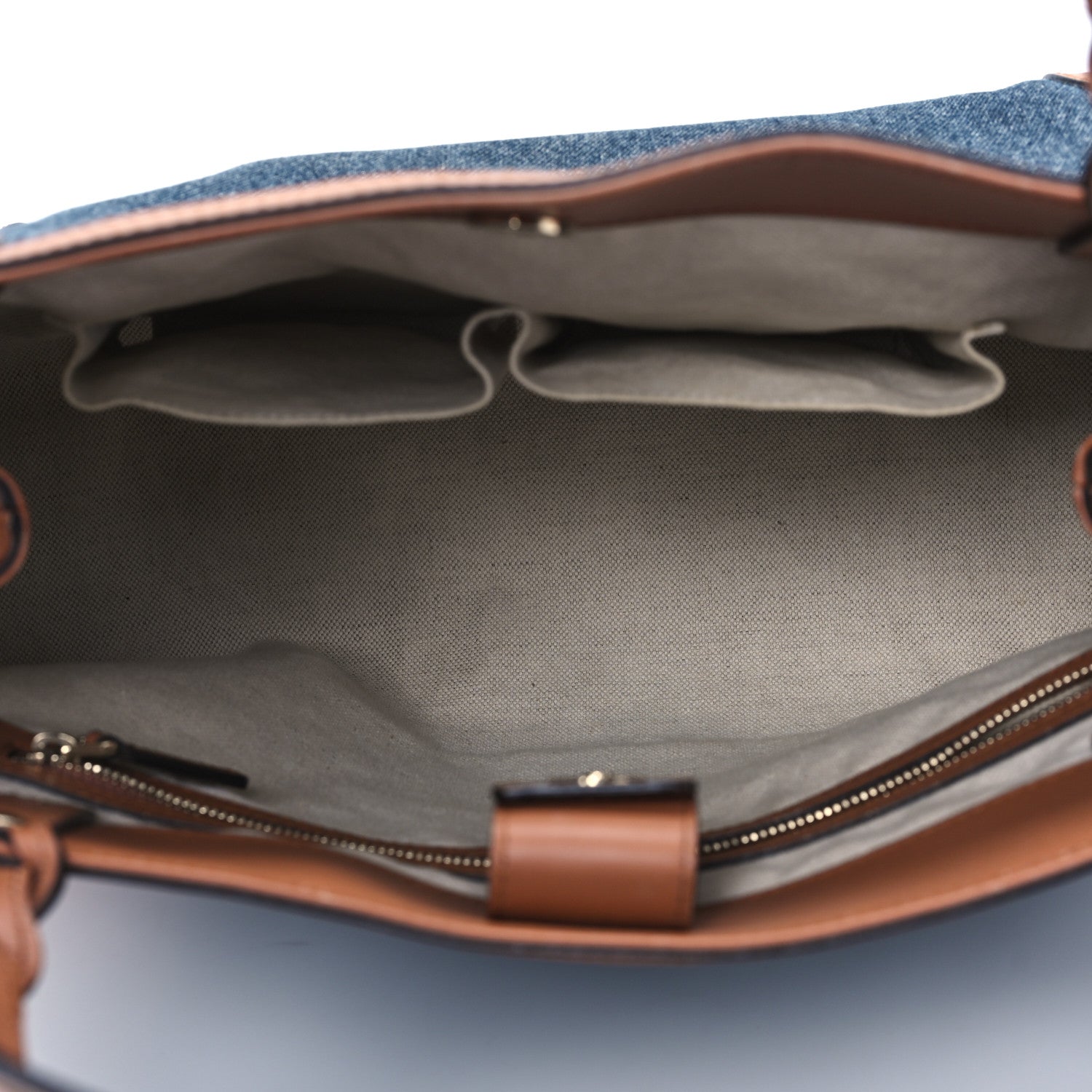 Gucci Denim Calfskin Tote Brown 5 of 12