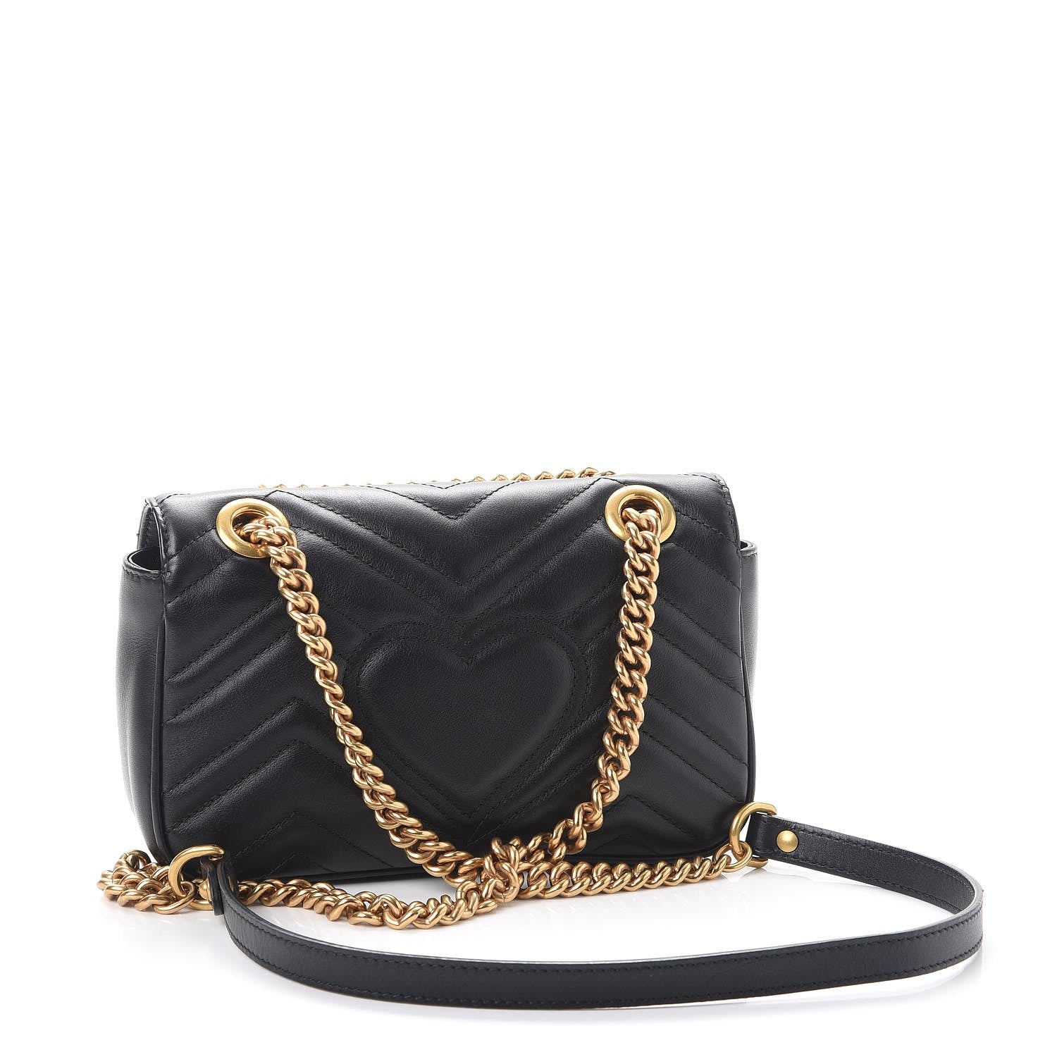 Gucci Calfskin Matelasse Mini GG Marmont Shoulder Bag Black 3 of 8