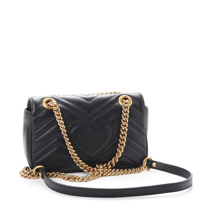 Gucci Calfskin Matelasse Mini GG Marmont Shoulder Bag Black 3 of 8
