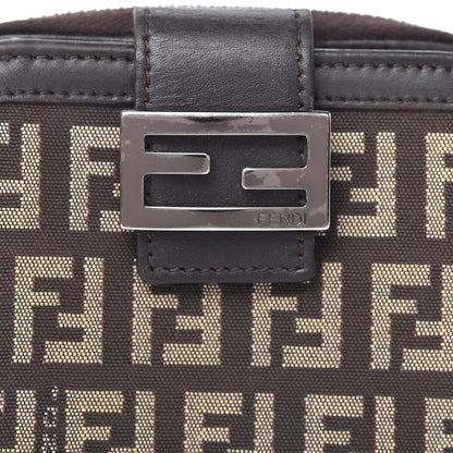 Fendi Zucchino Vitello Compact Wallet Testa di Moro Beige 8 of 9