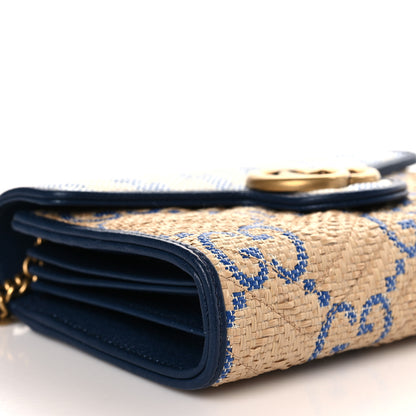 Gucci Raffia GG Monogram Matelasse GG Marmont Chain Wallet Mystic White Royale Natural 8 of 10