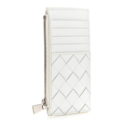 Bottega Veneta Calfskin Intrecciato Zip Card Holder White 4 of 7