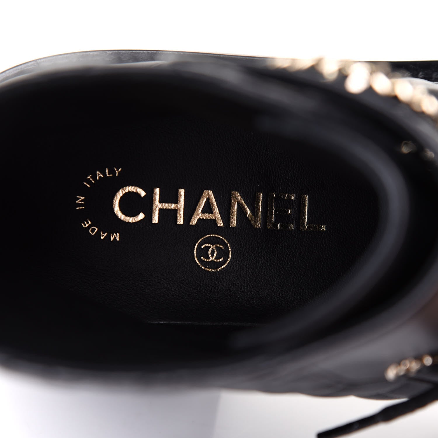 Chanel Shiny Lambskin Quilted Lace Up Combat Boots 39.5 Black 7 of 11