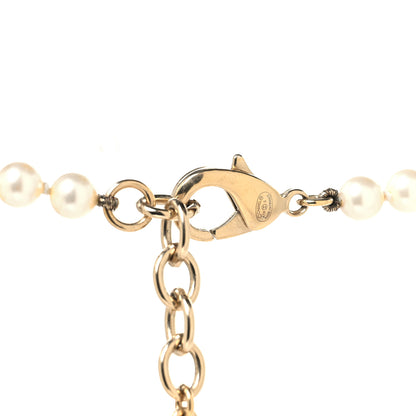 Chanel Graduated Pearl Studded CC Long Necklace Gold 4 of 4