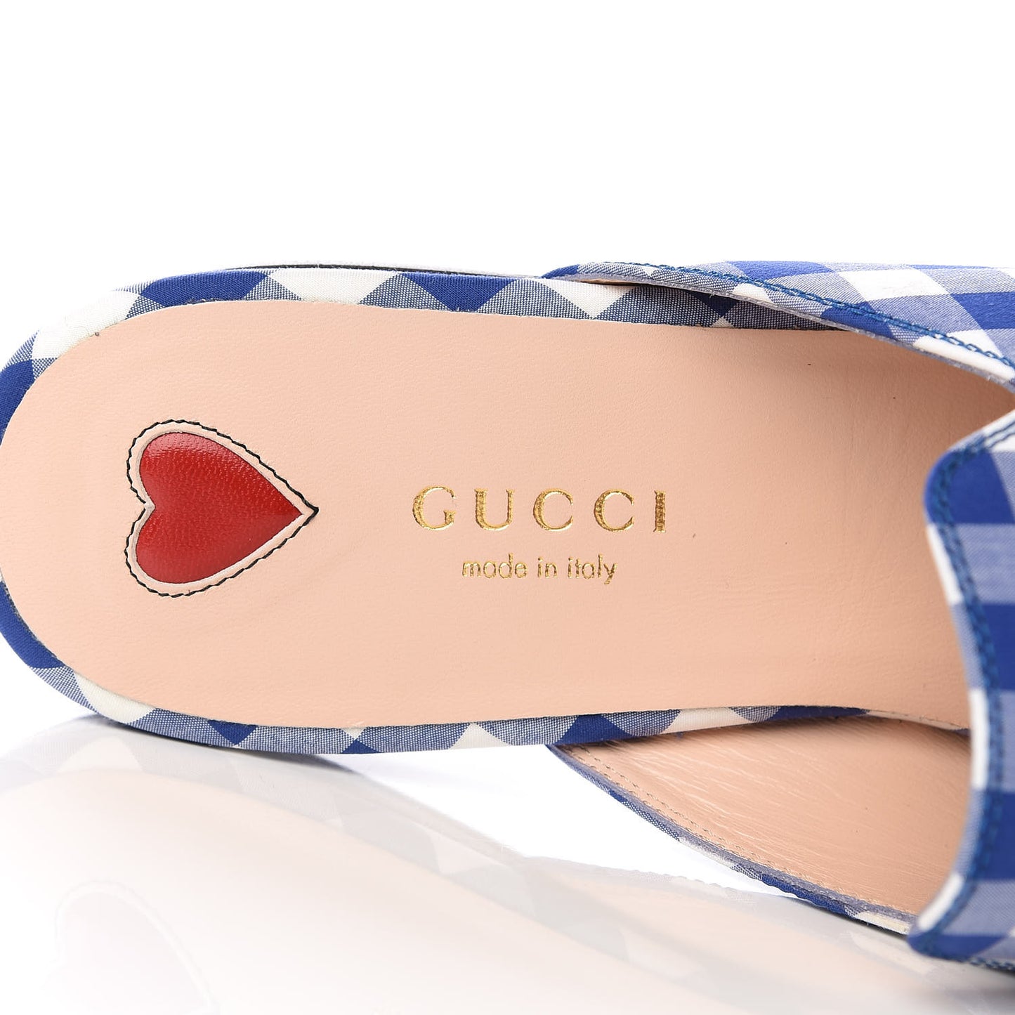 Cotton Gingham Womens Princetown Slippers 38 White Blue